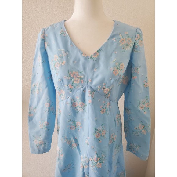 VTG Women's Size M/L Boho Hippie Handmade Floral Long Sleeve Maxi Dress … - Picture 6 of 9